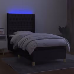 vidaXL Letto a Molle con Materasso e LED Nero 90x190 cm in Tessuto - Vista aggiuntiva 3