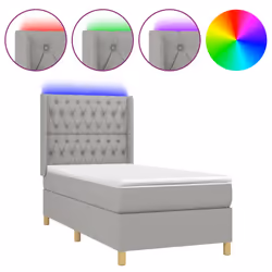 Letto a Molle Materasso e LED Grigio Chiaro 100x200 cm Tessutocod mxl 75396 - Vista aggiuntiva 2