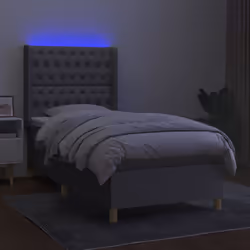 Letto a Molle Materasso e LED Grigio Chiaro 100x200 cm Tessutocod mxl 75396 - Vista aggiuntiva 3