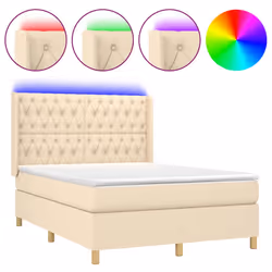 Letto a Molle con Materasso e LED Crema 140x190 cm in Tessutocod mxl 75397 - Vista aggiuntiva 2
