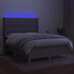 Letto a Molle Materasso e LED Grigio Chiaro 140x200 cm Tessutocod mxl 99384 - Vista aggiuntiva 3