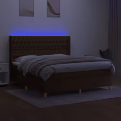 vidaXL Letto a Molle Materasso e LED Marrone Scuro 160x200 cm Tessuto - Vista aggiuntiva 3