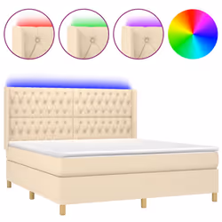 Letto a Molle con Materasso e LED Crema 180x200 cm in Tessutocod mxl 123338 - Vista aggiuntiva 2