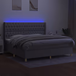 vidaXL Letto a Molle Materasso e LED Grigio Chiaro 200x200 cm Tessuto - Vista aggiuntiva 3