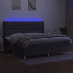vidaXL Letto a Molle Materasso e LED Grigio Scuro 200x200cm in Tessuto - Vista aggiuntiva 3