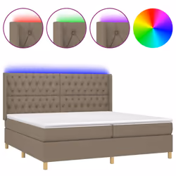 vidaXL Letto a Molle Materasso e LED tortora 200x200cm in Tessuto - Vista aggiuntiva 2