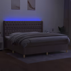 vidaXL Letto a Molle Materasso e LED tortora 200x200cm in Tessuto - Vista aggiuntiva 3