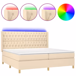 vidaXL Letto a Molle Materasso e LED bianco 200x200cm in Tessuto - Vista aggiuntiva 2