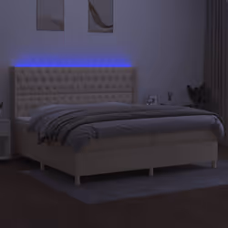 vidaXL Letto a Molle Materasso e LED bianco 200x200cm in Tessuto - Vista aggiuntiva 3