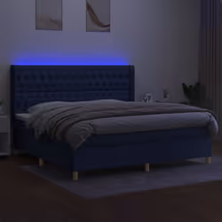 vidaXL Letto a Molle Materasso e LED Blu 200x200cm in Tessuto - Vista aggiuntiva 3