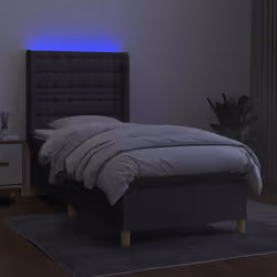 vidaXL Letto a Molle Materasso e LED Grigio Scuro 80x200 cm in Tessuto - Vista aggiuntiva 3