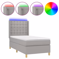 Letto a Molle Materasso e LED Grigio Chiaro 90x190 cm Tessutocod mxl 99390