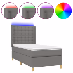 vidaXL Letto a Molle Materasso e LED Grigio Scuro 90x200 cm in Tessuto - Vista aggiuntiva 2