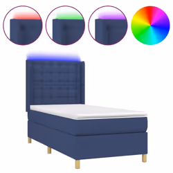 vidaXL Letto a Molle con Materasso e LED Blu 90x200 cm in Tessuto - Vista aggiuntiva 2