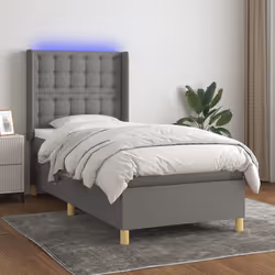 Letto a Molle Materasso e LED Grigio Scuro 100x200cm in Tessutocod mxl 99391 - Vista aggiuntiva 3