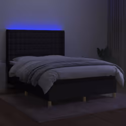 vidaXL Letto a Molle con Materasso e LED Nero 140x190 cm in Tessuto - Vista aggiuntiva 3