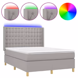 Letto a Molle Materasso e LED Grigio Chiaro 140x200 cm Tessutocod mxl 99386 - Vista aggiuntiva 2