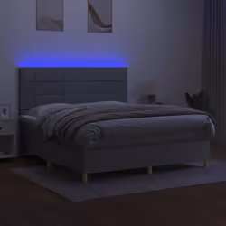 vidaXL Letto a Molle Materasso e LED Grigio Chiaro 160x200 cm Tessuto - Vista aggiuntiva 3