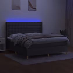 vidaXL Letto a Molle Materasso e LED Grigio Scuro 160x200cm in Tessuto - Vista aggiuntiva 3