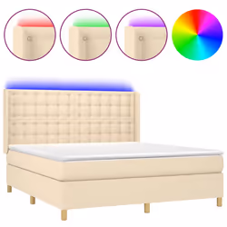 Letto a Molle con Materasso e LED Crema 160x200 cm in Tessutocod mxl 75407 - Vista aggiuntiva 2