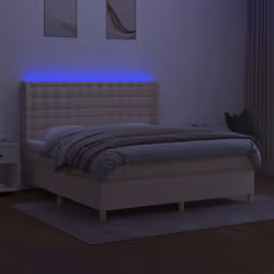 Letto a Molle con Materasso e LED Crema 160x200 cm in Tessutocod mxl 75407 - Vista aggiuntiva 3