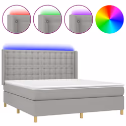 vidaXL Letto a Molle Materasso e LED Grigio Chiaro 180x200 cm Tessuto - Vista aggiuntiva 2