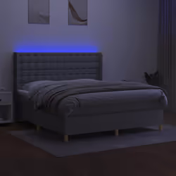 vidaXL Letto a Molle Materasso e LED Grigio Chiaro 180x200 cm Tessuto - Vista aggiuntiva 3