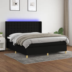 vidaXL Letto a Molle con Materasso e LED Nero 180x200cm in Tessuto