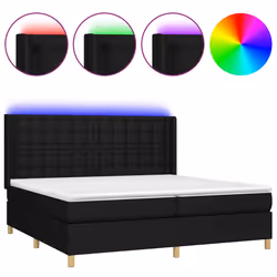 vidaXL Letto a Molle Materasso e LED Nero 200x200cm in Tessuto - Vista aggiuntiva 2