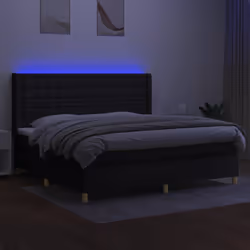 vidaXL Letto a Molle Materasso e LED Nero 200x200cm in Tessuto - Vista aggiuntiva 3