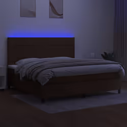 vidaXL Letto a Molle Materasso e LED Marronescuro 200x200cm in Tessuto - Vista aggiuntiva 3