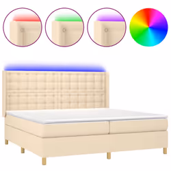 vidaXL Letto a Molle Materasso e LED bianco 200x200cm in Tessuto - Vista aggiuntiva 2