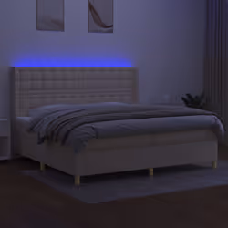 vidaXL Letto a Molle Materasso e LED bianco 200x200cm in Tessuto - Vista aggiuntiva 3