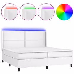 vidaXL Giroletto Molle con Materasso e LED Bianco 200x200cm Similpelle - Vista aggiuntiva 2