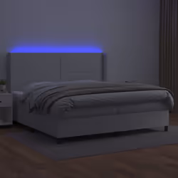 vidaXL Giroletto Molle con Materasso e LED Bianco 200x200cm Similpelle - Vista aggiuntiva 3