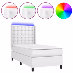 vidaXL Giroletto Molle con Materasso e LED Bianco 80x200 cm Similpelle - Vista aggiuntiva 2