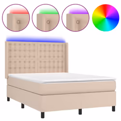 vidaXL Giroletto Molle Materasso e LED Cappuccino 140x190cm Similpelle - Vista aggiuntiva 2