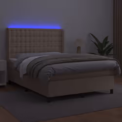 vidaXL Giroletto Molle Materasso e LED Cappuccino 140x190cm Similpelle - Vista aggiuntiva 3