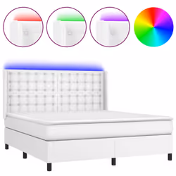 vidaXL Giroletto Molle con Materasso e LED Bianco 160x200cm Similpelle - Vista aggiuntiva 2