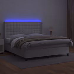 vidaXL Giroletto Molle con Materasso e LED Bianco 160x200cm Similpelle - Vista aggiuntiva 3
