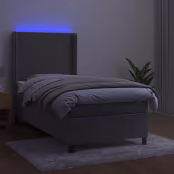 vidaXL Letto a Molle Materasso e LED Grigio Chiaro 80x200 cm Velluto - Vista aggiuntiva 3