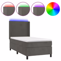 Letto a Molle con Materasso e LED Grigio Scuro 80x200cm Vellutocod mxl 99409 - Vista aggiuntiva 2