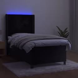Letto a Molle con Materasso e LED Nero 90x190 cm in Vellutocod mxl 123361 - Vista aggiuntiva 3