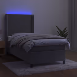 Letto a Molle Materasso e LED Grigio Chiaro 100x200 cm Vellutocod mxl 99407 - Vista aggiuntiva 3