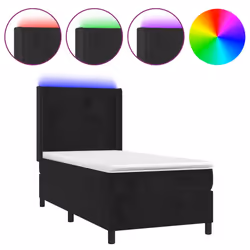 Letto a Molle con Materasso e LED Nero 100x200 cm in Vellutocod mxl 123353 - Vista aggiuntiva 2