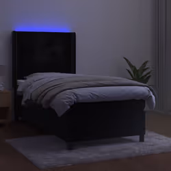 Letto a Molle con Materasso e LED Nero 100x200 cm in Vellutocod mxl 123353 - Vista aggiuntiva 3