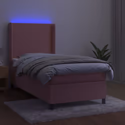 Letto a Molle con Materasso e LED Rosa 100x200 cm in Vellutocod mxl 75419 - Vista aggiuntiva 3