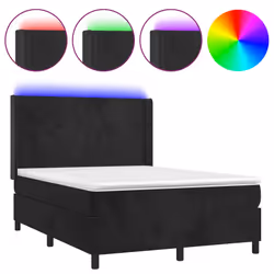 Letto a Molle con Materasso e LED Nero 140x190 cm in Vellutocod mxl 123364