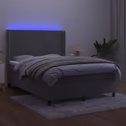 Letto a Molle Materasso e LED Grigio Chiaro 140x200 cm Vellutocod mxl 75425 - Vista aggiuntiva 3