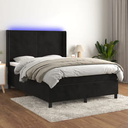 Letto a Molle con Materasso e LED Nero 140x200 cm in Vellutocod mxl 75429